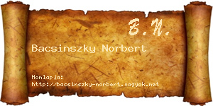 Bacsinszky Norbert névjegykártya